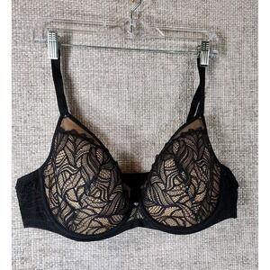 Soma Lightest Lift Bra Limited Edition Size 42D Black Leaf Lace Underwire EUC
